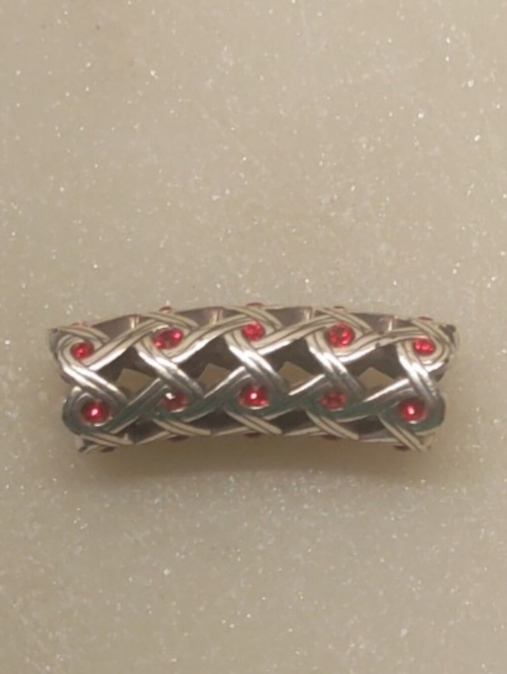 Brighton Interlace Swarovski Red Crystals And Silver Swirl Long Bead Charm - Picture 2 of 8